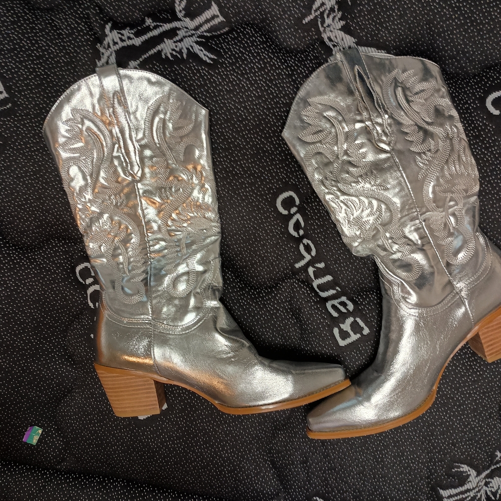 Metallic Silver Women's Western Cowboy Boots